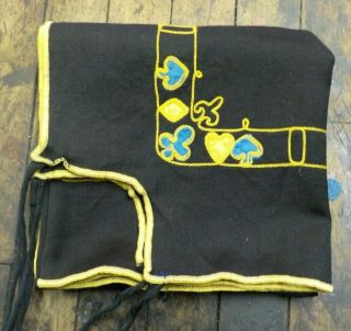 Vintage Embroidered Card Table Cover With Ties / Poker,  Bridge,  Card Games