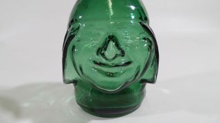 Ranuzzi Green Glass Inca Man Head Bottle Lima Peru Bar Man Cave Decor Vintage 2