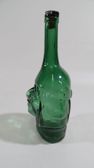 Ranuzzi Green Glass Inca Man Head Bottle Lima Peru Bar Man Cave Decor Vintage 3