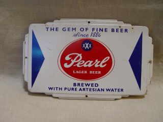 Vintage Tin Pearl Lager Beer Embossed Advertising Door Push Sign