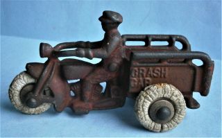 Hubley " Crash Car " Motorcycle Toy Withy Rubber Tires Made In Usa Early 1900 