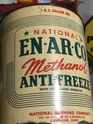 Rare Vintage 1 Gallon National En - Ar - Co Anti - Freeze Oil Can.  Cleveland,  Ohio Can