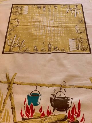 California Hand Prints Tablecloth Cowboy Campfire Western 52 " L X 50 " W