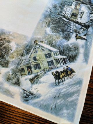 Currier And Ives Winter Scene Tablecloth,  52x52,  Ny Museum -
