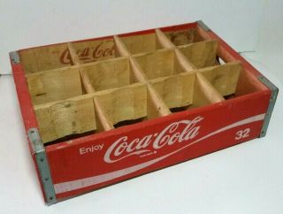 Vintage 1974 Coke Coca Cola Wood Soda Crate Box 12 Dividers Chattanooga