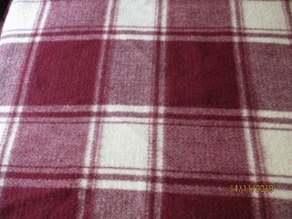 Vintage Pearce Maroon & Ivory Country Plaid Wool Blanket Satin Binding 76x75 3