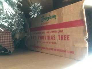 2 Vintage 6 Ft Silver Aluminum Christmas Tree Pom Pom
