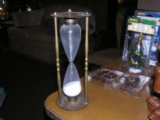 Vintage Brass Sand Timer Hour Glass 10 1/2 " (34.  44 Min)