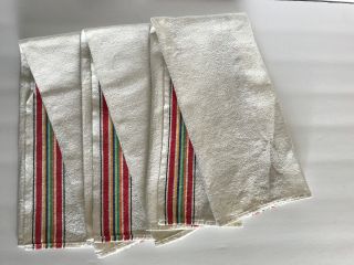 Set Of 3 True Vintage Kitchen Towels Striped Cotton Linen Blend Tea Towels