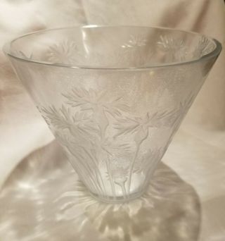 Rene Lalique " Bluets " Frosted Glass Vase Etched R.  Lalique No.  909