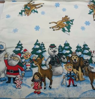 Full Flat Sheet Flannel Rudolph Red Nosed Reindeer Island Of Misfit Toys Xmas