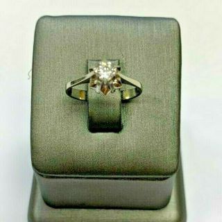 14k White Gold Vintage Engagement Ring/promise Ring With Round Splitter Diamond