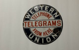 Western Union Telegram Porcelain Sign