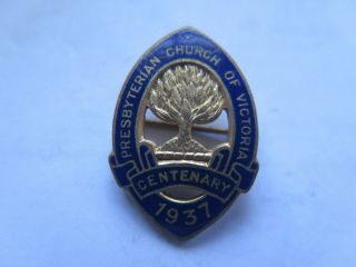 1937 Presbyterian Church Of Victoria Centenary Enamel Badge