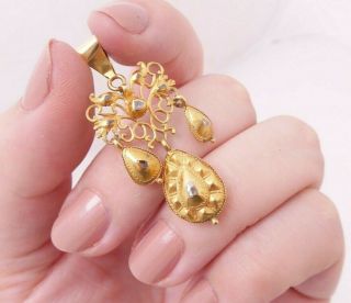 18ct Gold Rose Cut Diamond Pendant,  17th Century Rare