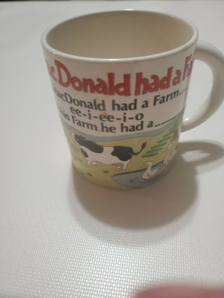 Vintage Vtg Old Mcdonald Had A Farm Cup Mug Japan Figure Cow In Bottom Inside