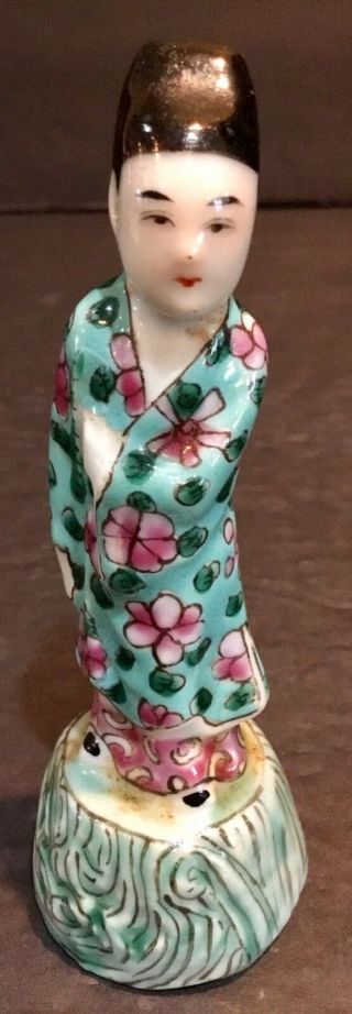 Vintage Oriental Chinese Woman Porcelain Figurine 4” China