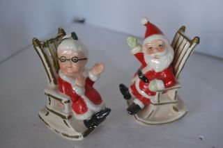 Vintage Santa Mrs Clause Rocking Chair Chirstmas Lefton Salt Pepper Shakers