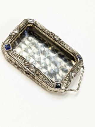 Vintage Art Deco 18k White Gold Diamond Sapphire Ladies Watch Case Only 5.  3g