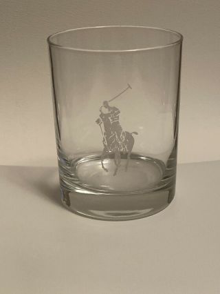 Set 4 Ralph Lauren Polo Player Pony Tumblers Double Old Fashioned Rocks Glasses