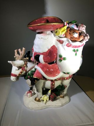 Fitz & Floyd Southwest Santa Centerpiece Cookie Jar Vintage Large 1989