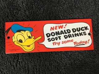 Vintage Donald Duck Soft Drinks Porcelain Sign Soda Pop Gas Oil Pump Plate Rare