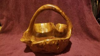 Hawaiian Large Burl Wood Basket Hand Carved Wooden Tree Trunk Root Knobby Bowl