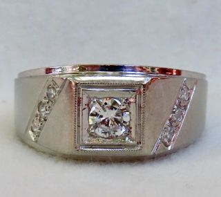 Mens.  53 Ct.  Brilliant Cut G Vs2 Diamond 14k White Gold Ring Size 10 8.  1 Grams