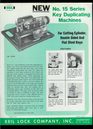 Rare Vintage 1966 Keil Key Cutting Machine 15 Dealer Sheet Page