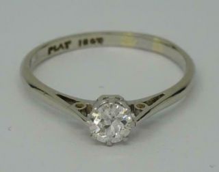 Art Deco 18ct Gold Platinum 0.  33ct Old Cut Diamond Solitaire Ring,  Size M