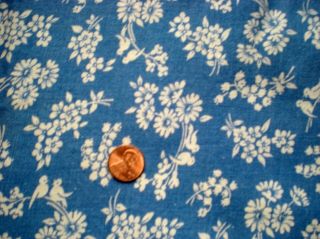 FLORAL on BLUE Intact Vtg FEEDSACK Quilt Sewing DollClothes Craft Cotton Fabric 2