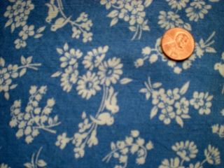 FLORAL on BLUE Intact Vtg FEEDSACK Quilt Sewing DollClothes Craft Cotton Fabric 3