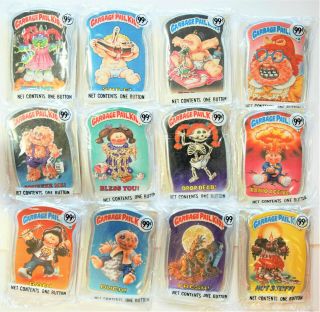 Garbage Pail Kids 1986 Set Of 12 Pins Topps Buttons Complete 1st Series