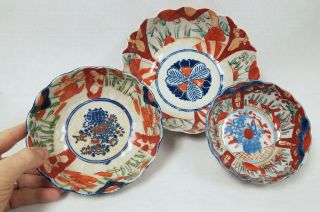 3 Vintage Antique Japanese Imari Porcelain Bowls 2