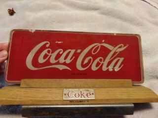 Glass Coca Cola Sign " Coke " Price Brothers Inc.  Vintage