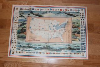 C.  1942 Hammond Defense Map Of United States Wwii 31 " X 22 " Poster