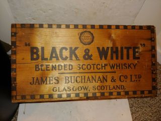 Vintage 40s/50s Black & White Blended Scotch Whisky Whiskey Wood Crate,  Buchanan
