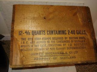 Vintage 40s/50s Black & White Blended Scotch Whisky Whiskey Wood Crate,  Buchanan 2