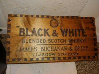 Vintage 40s/50s Black & White Blended Scotch Whisky Whiskey Wood Crate,  Buchanan 3