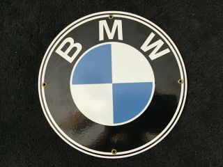 Vintage Bmw Car Dealership Porcelain Sign Gas Oil Service Station Pump Plate