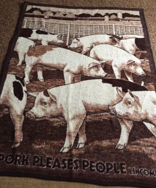 Biederlack Blanket Throw Vintage Pigs “pork Pleases People Lincomix”