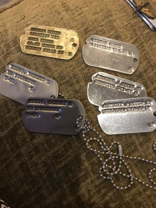 6 Vintage Wwii Us Army Military Dog Tags Notched Blood Kin Rizzo Cohen