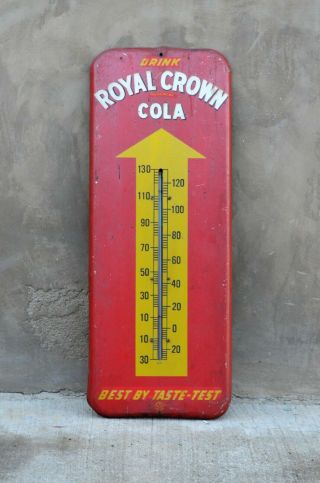 Vintage Metal Thermometer Sign Royal Crown Cola 26 " Thermometer