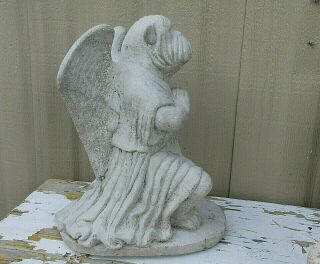 Vintage Concrete Praying English Bulldog Angel Garden Statuary Pet Memorial Dog