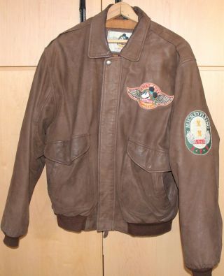 Vintage Mickey Mouse Flying Aces Leather Jacket - Size Adult Large