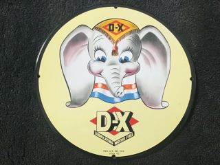 Vintage Dumbo D - X Gasoline Porcelain Sign Gas Oil Service Station Pump Plate