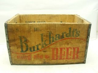 1 Rare Vintage 1950’s Burkhardt’s Mug Ale & Beer Wood Crate Akron Ohio