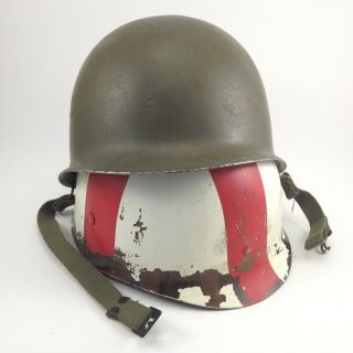 Wwii Ww2 U.  S.  M1 Helmet With Medical Marked Liner - Possible Ct National Guard