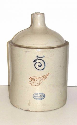 Red Wing 5 Gallon Jug Union Stoneware Co Redwing Mn 4 Inch Wing 2 Inch Oval