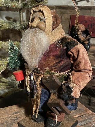 Arnett’s Country Store OOAK Santa/Early Crazy Quilt Coat/ Doll/bear/ Tree 3